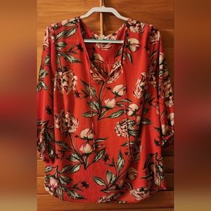 Woman's Floral Orange blouse, 1x